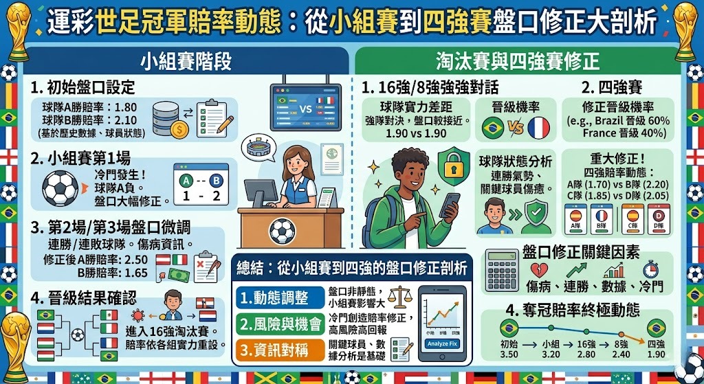 運彩世足冠軍賠率動態：從小組賽到四強賽盤口修正大剖析