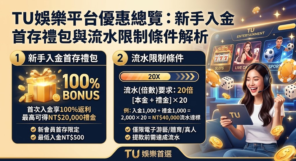 告別高門檻流水！馬上點我搶先體驗 TU 娛樂超值禮包。
